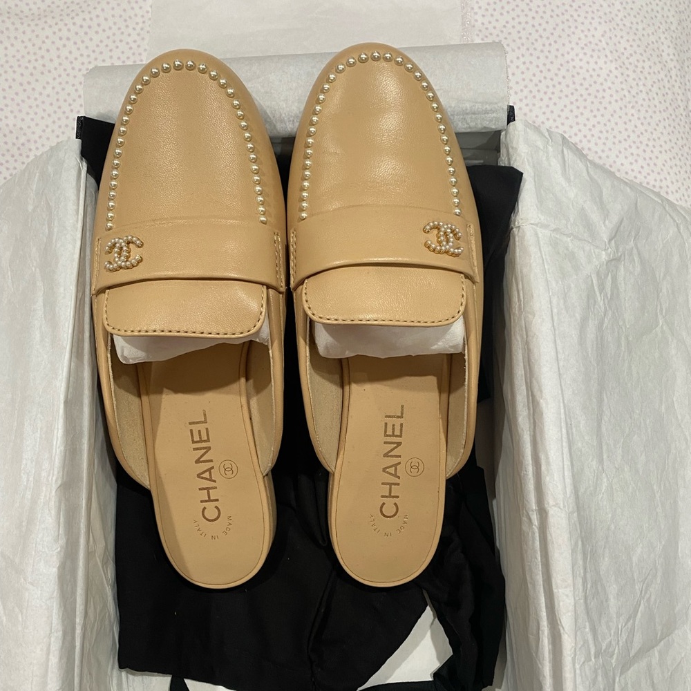 Chanel pearl mules